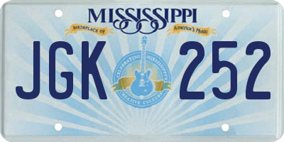 MS license plate JGK252