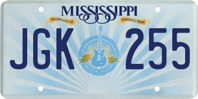 MS license plate JGK255