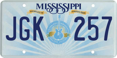 MS license plate JGK257