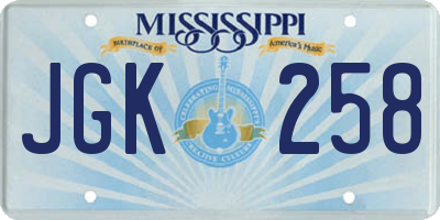MS license plate JGK258