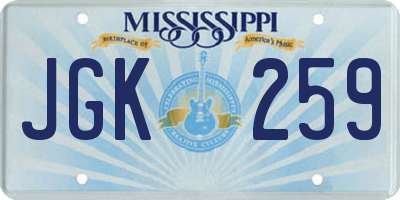 MS license plate JGK259