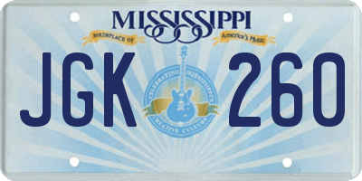 MS license plate JGK260