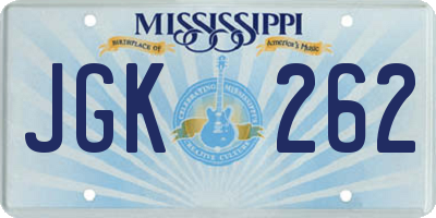 MS license plate JGK262