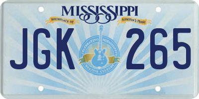 MS license plate JGK265