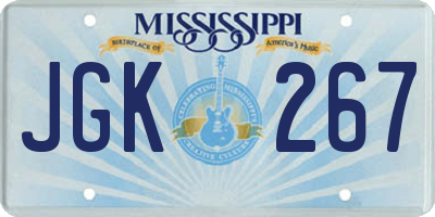 MS license plate JGK267