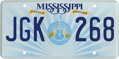 MS license plate JGK268