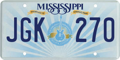 MS license plate JGK270