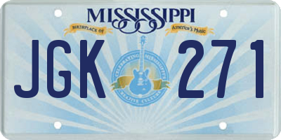 MS license plate JGK271
