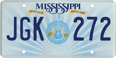 MS license plate JGK272