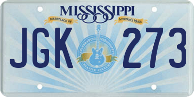 MS license plate JGK273