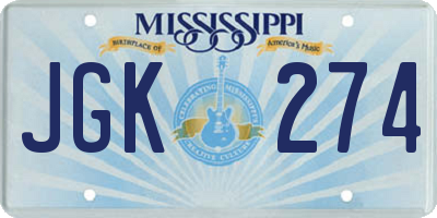 MS license plate JGK274