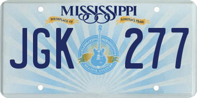 MS license plate JGK277