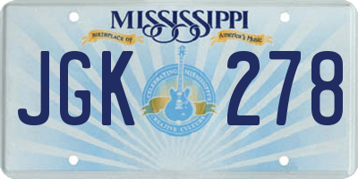 MS license plate JGK278