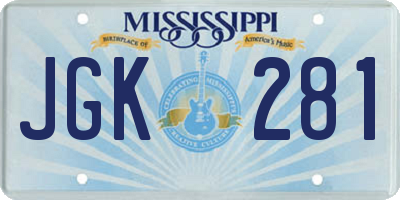 MS license plate JGK281
