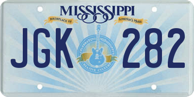 MS license plate JGK282