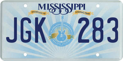 MS license plate JGK283