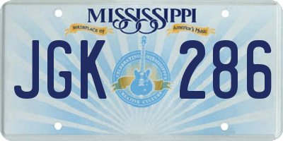 MS license plate JGK286