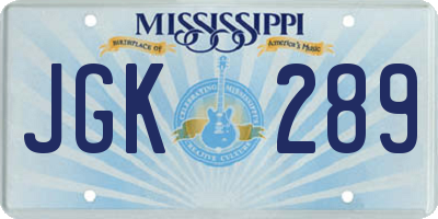 MS license plate JGK289