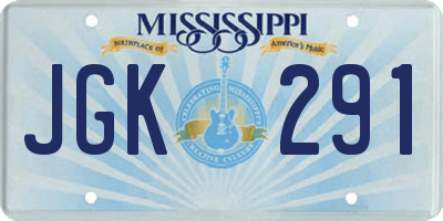 MS license plate JGK291