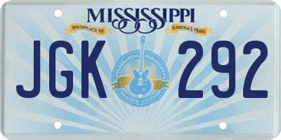 MS license plate JGK292
