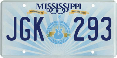 MS license plate JGK293