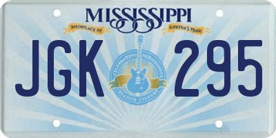 MS license plate JGK295
