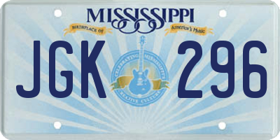 MS license plate JGK296