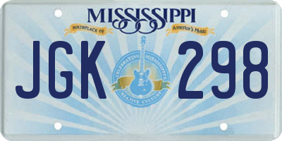 MS license plate JGK298