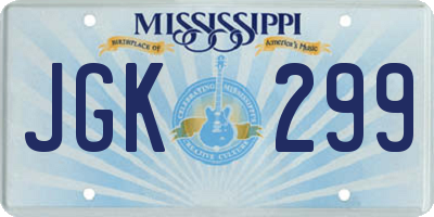 MS license plate JGK299