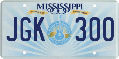 MS license plate JGK300