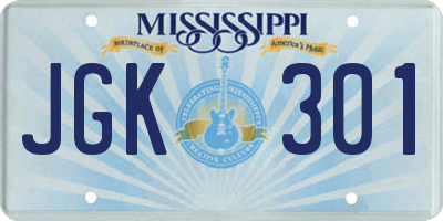 MS license plate JGK301