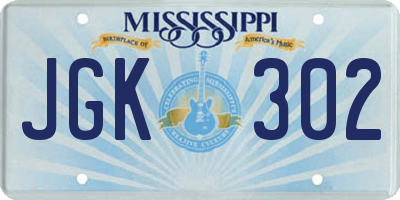 MS license plate JGK302