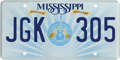 MS license plate JGK305