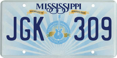 MS license plate JGK309