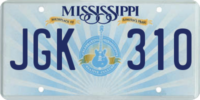 MS license plate JGK310