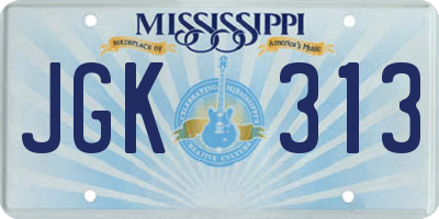 MS license plate JGK313