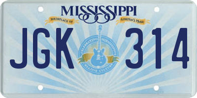 MS license plate JGK314