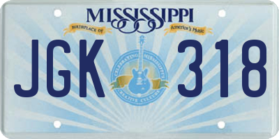 MS license plate JGK318