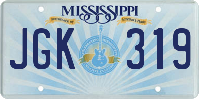 MS license plate JGK319