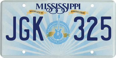 MS license plate JGK325