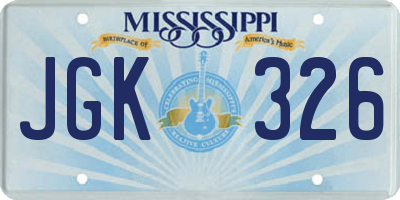 MS license plate JGK326