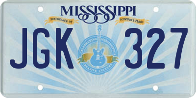 MS license plate JGK327