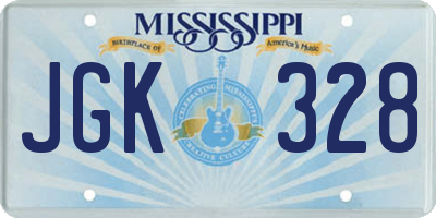 MS license plate JGK328