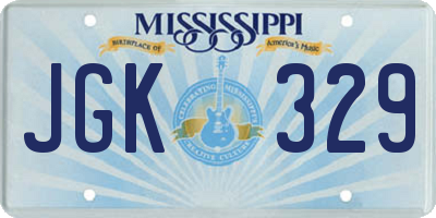 MS license plate JGK329