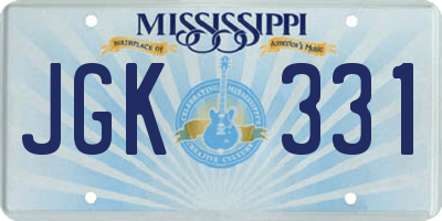 MS license plate JGK331