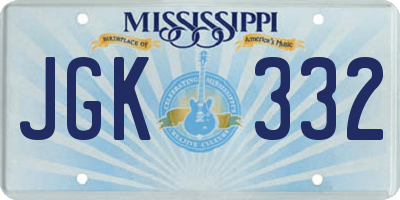 MS license plate JGK332