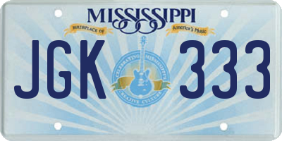 MS license plate JGK333