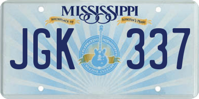 MS license plate JGK337