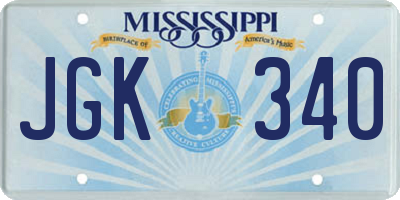 MS license plate JGK340