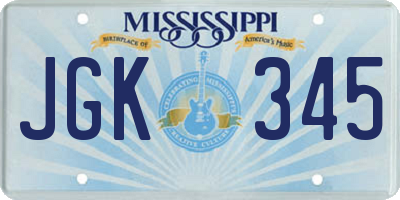 MS license plate JGK345